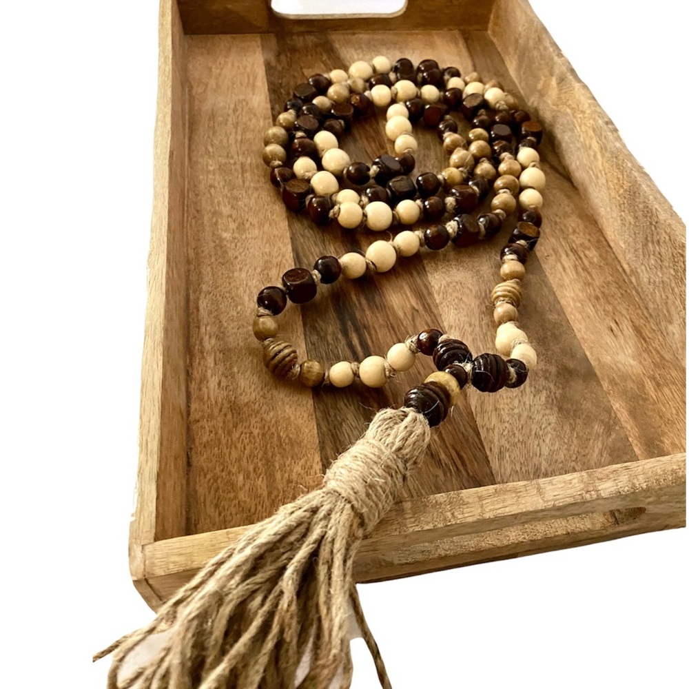 OVERSIZED Hand-knotted Wood Mala | Prayer Beads | Decor | Spiritual | NWT